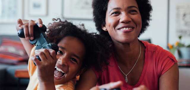 mom son gaming mobile